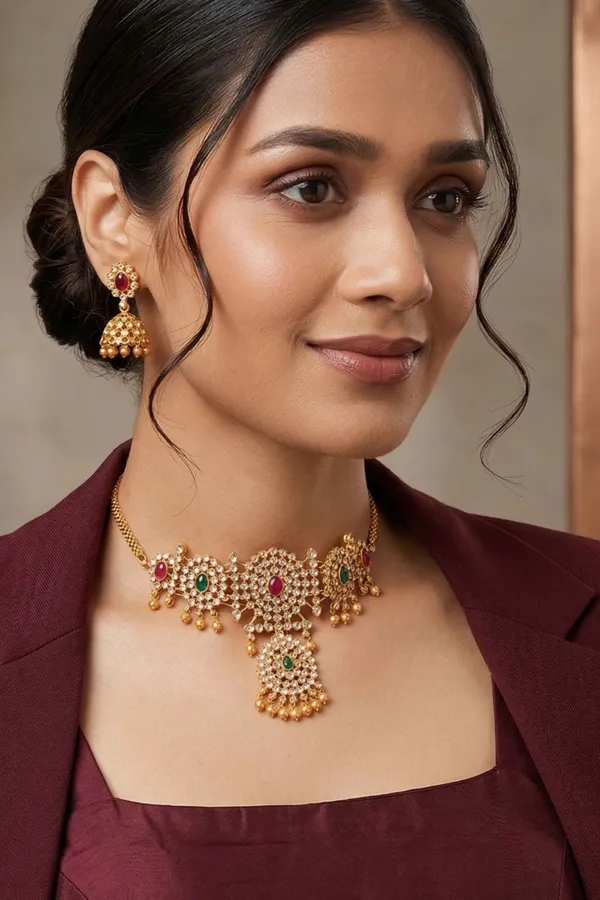 Mani__Intricate_AD_Studded_Choker_Necklace_with_Jhumka_Earrings