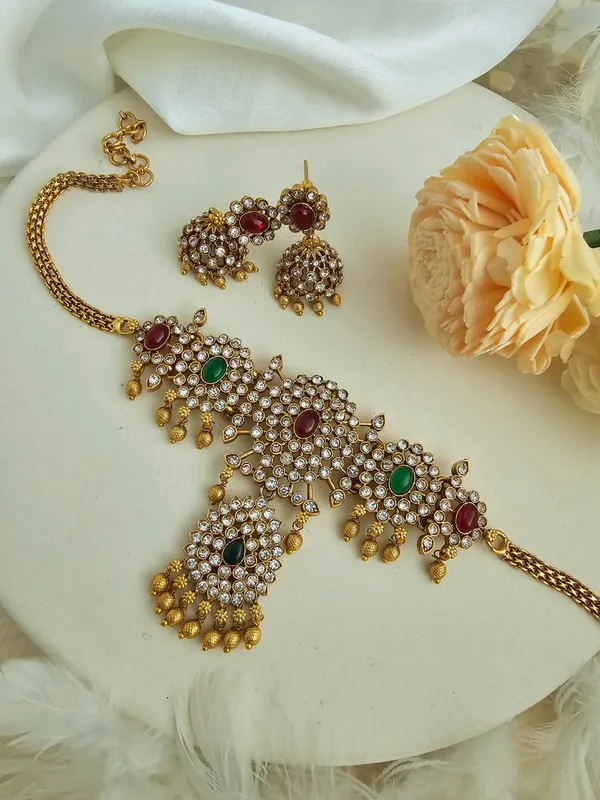 Mani__Intricate_AD_Studded_Choker_Necklace_with_Jhumka_Earrings
