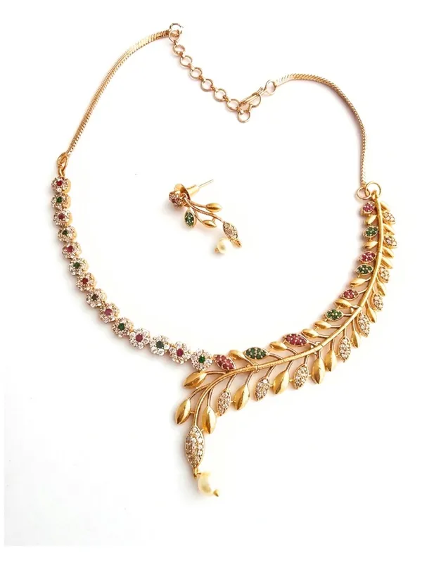 Jiva_Leaf_Design_Golden__Necklace_Set