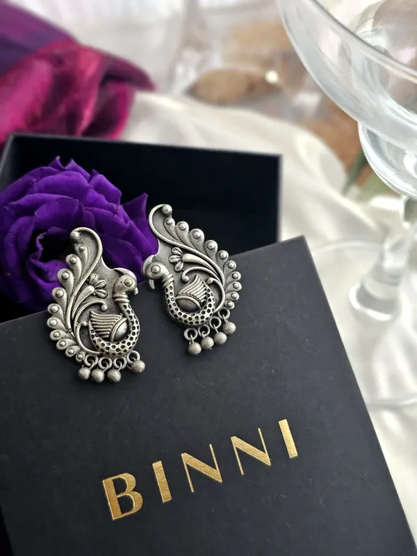 German_Silver_Peacock_Shaped__Earrings