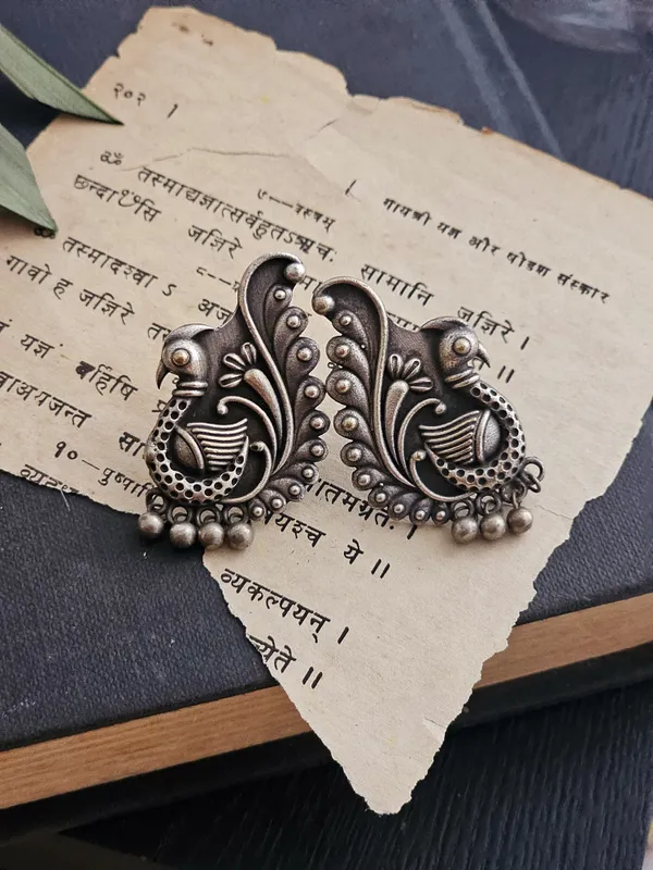 German_Silver_Peacock_Shaped__Earrings