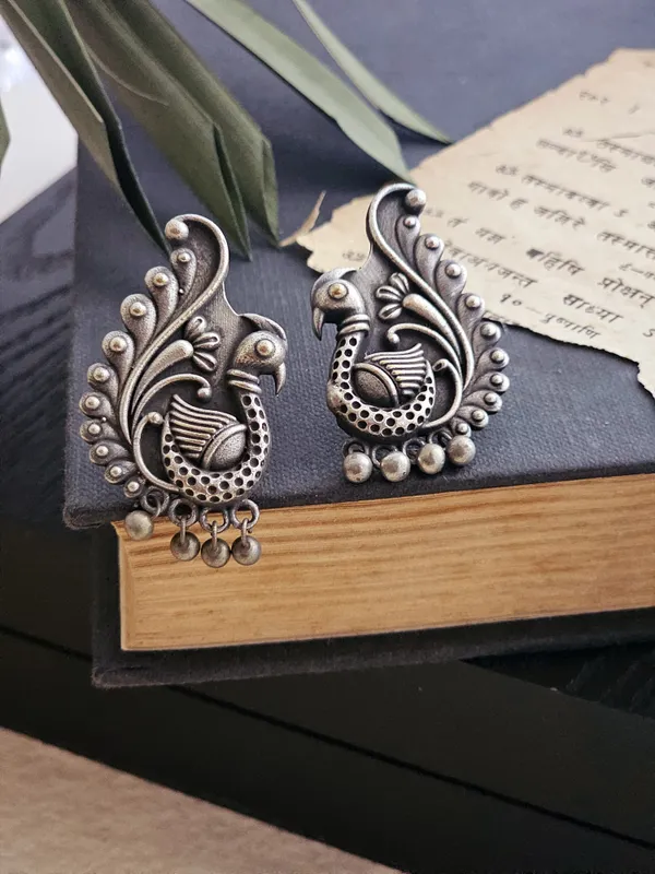 German_Silver_Peacock_Shaped__Earrings