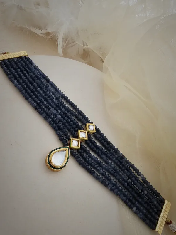 Navy_Blue_Beaded_Choker_with_Kundan_Centerpiece