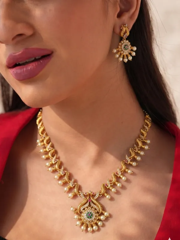 Ira_Golden_Pearl_Drop_Necklace_Set