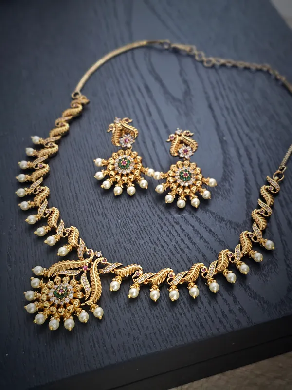 Ira_Golden_Pearl_Drop_Necklace_Set