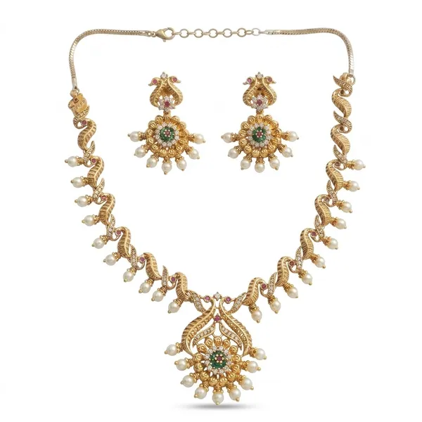 Ira_Golden_Pearl_Drop_Necklace_Set
