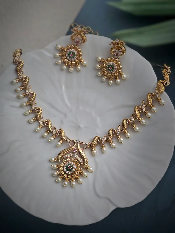 Ira_Golden_Pearl_Drop_Necklace_Set