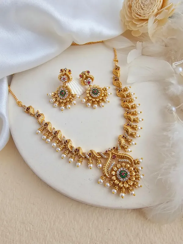 Ira_Golden_Pearl_Drop_Necklace_Set