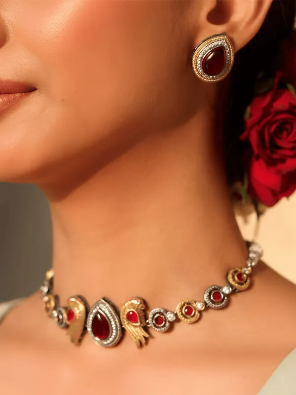 Peacock_Crest_Dual_Tone_Choker_Set