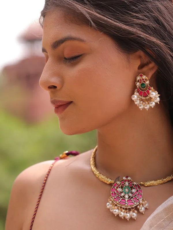 Pink_Aura_Kundan_Necklace_Set