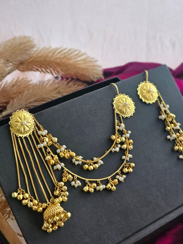 Golden_Ghungroo_Drape_Earchain