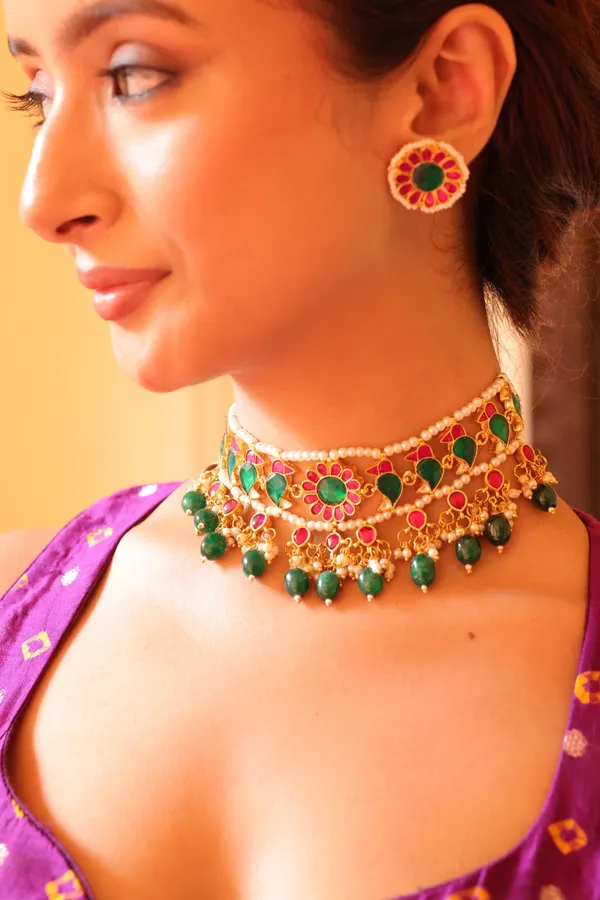 Regal_Pachi_Meena_Blossom_Necklace_Set