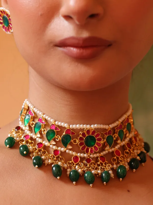 Regal_Pachi_Meena_Blossom_Necklace_Set