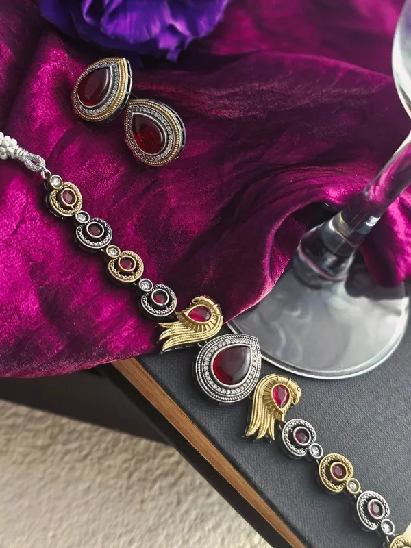 Peacock_Crest_Dual_Tone_Choker_Set