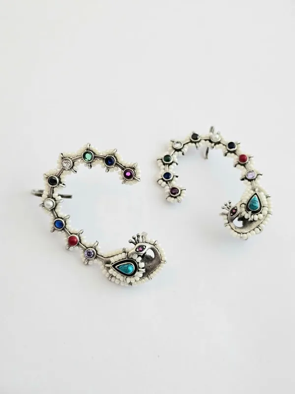 Floral_Mirage_Peacock_Earcuff