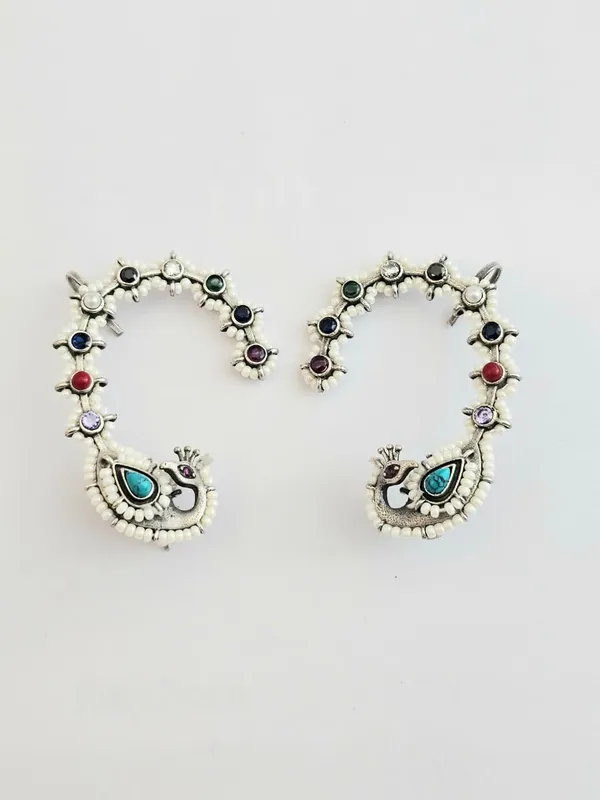 Floral_Mirage_Peacock_Earcuff