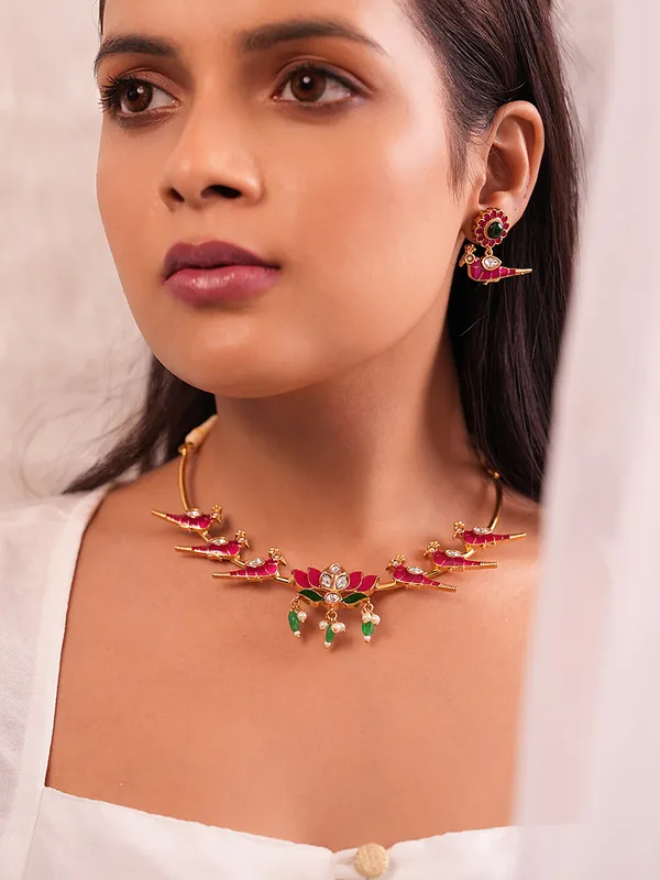 BINNI Blush Aviary Kundan Necklace Set Price in India Buy BINNI