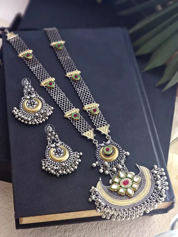 Chandini_Raga_German_Silver_Cresent_Moon_Necklace_Set