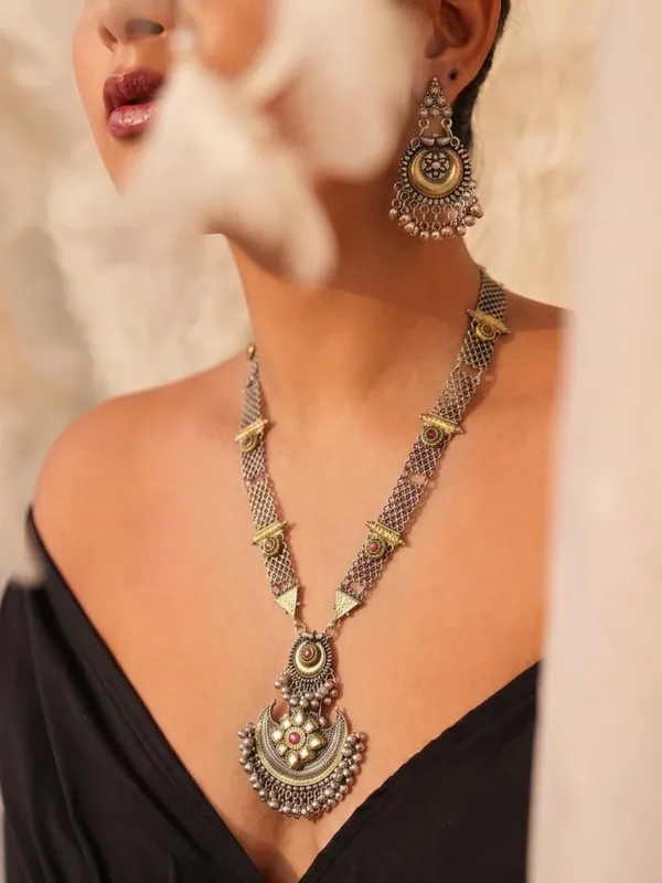 Chandini_Raga_German_Silver_Cresent_Moon_Necklace_Set