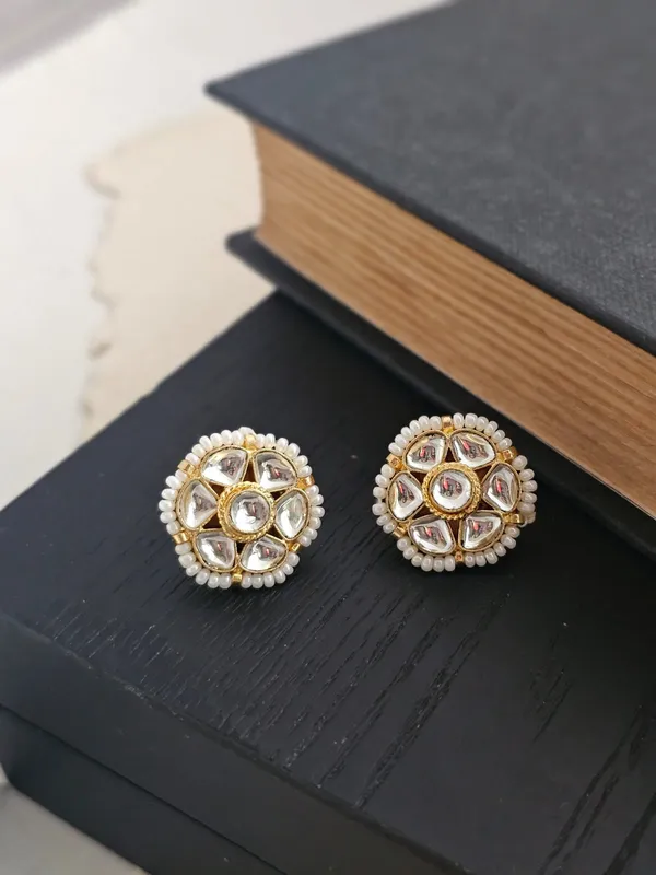 German_silver_peach_stone_earring