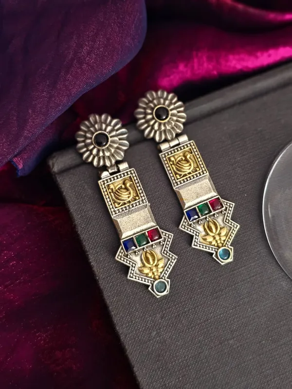 German_Silver_Multicolour_Stone_Studs