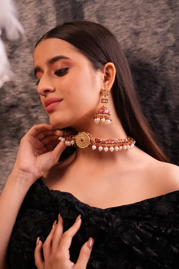 Meenakari_Pearl_Red_Choker_Set
