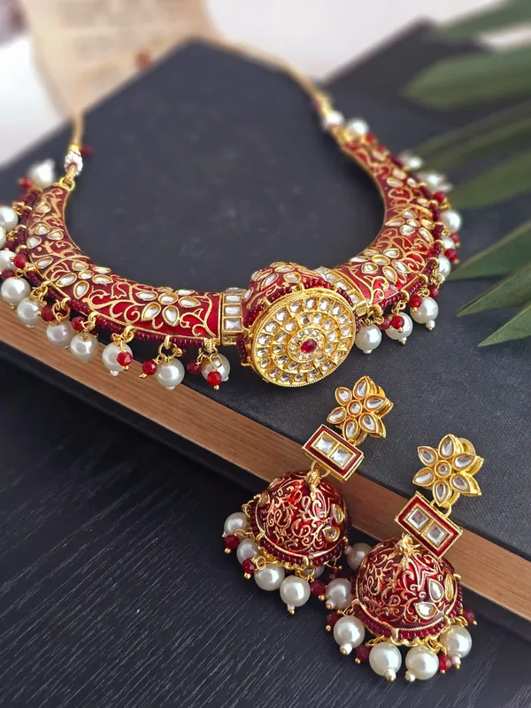 Meenakari_Pearl_Red_Choker_Set