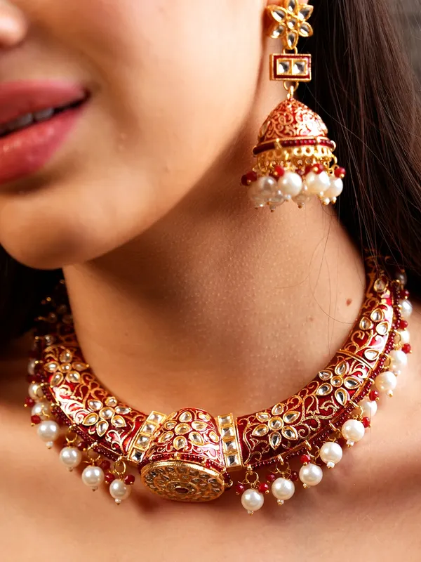 Meenakari_Pearl_Red_Choker_Set