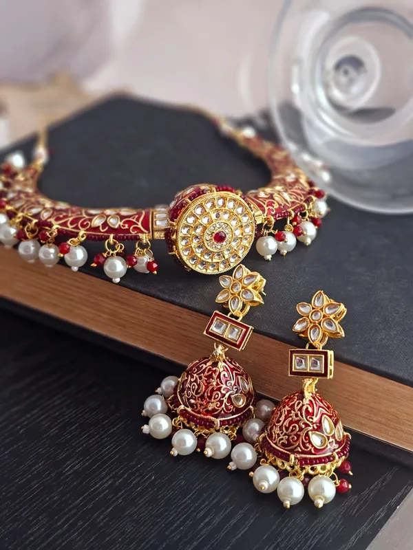 Meenakari_Pearl_Red_Choker_Set