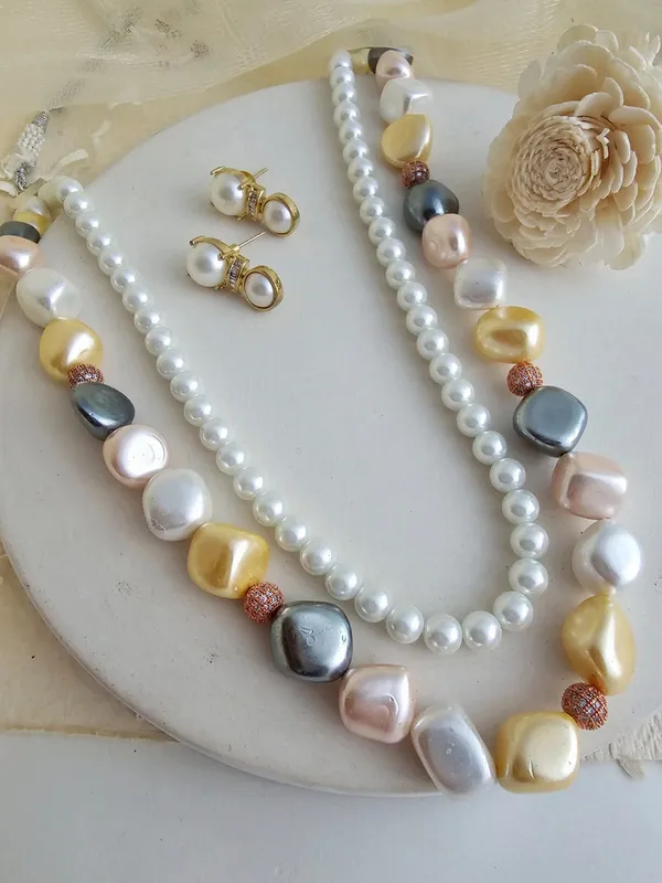 Kaira_Double-Strand_Pearl_and_Box_Cut_Stones_Necklace_with_Gold-Toned_Drop_Earrings