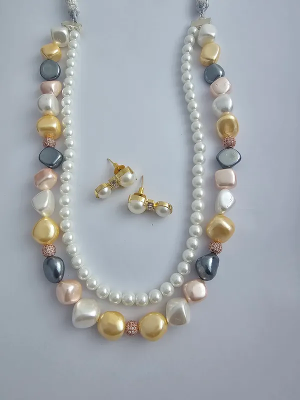 Kaira_Double-Strand_Pearl_and_Box_Cut_Stones_Necklace_with_Gold-Toned_Drop_Earrings