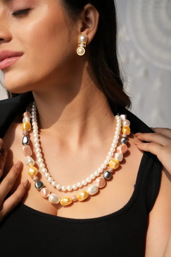 Kaira_Double-Strand_Pearl_and_Box_Cut_Stones_Necklace_with_Gold-Toned_Drop_Earrings