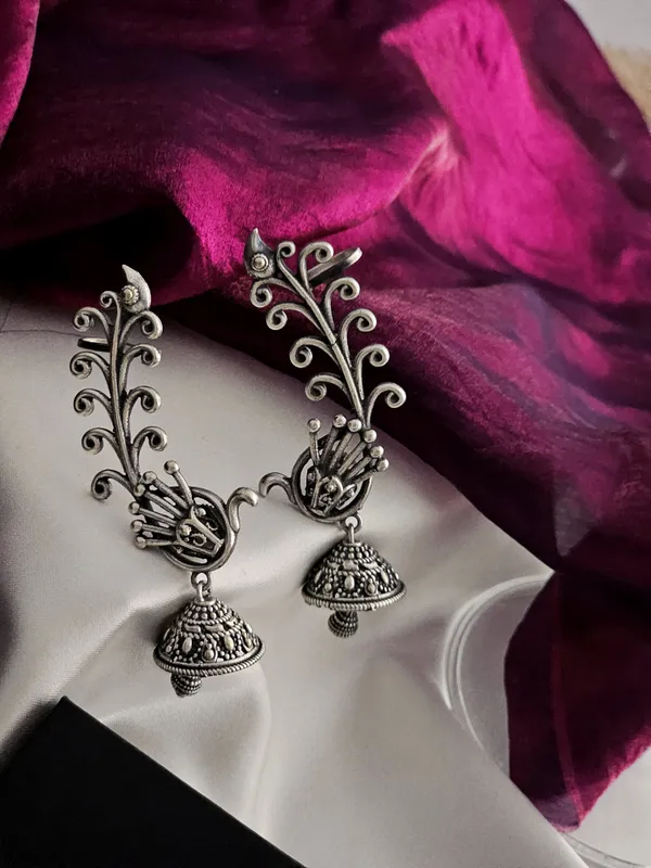 Silver_Peacock_Shaped_Ear_Cuffs