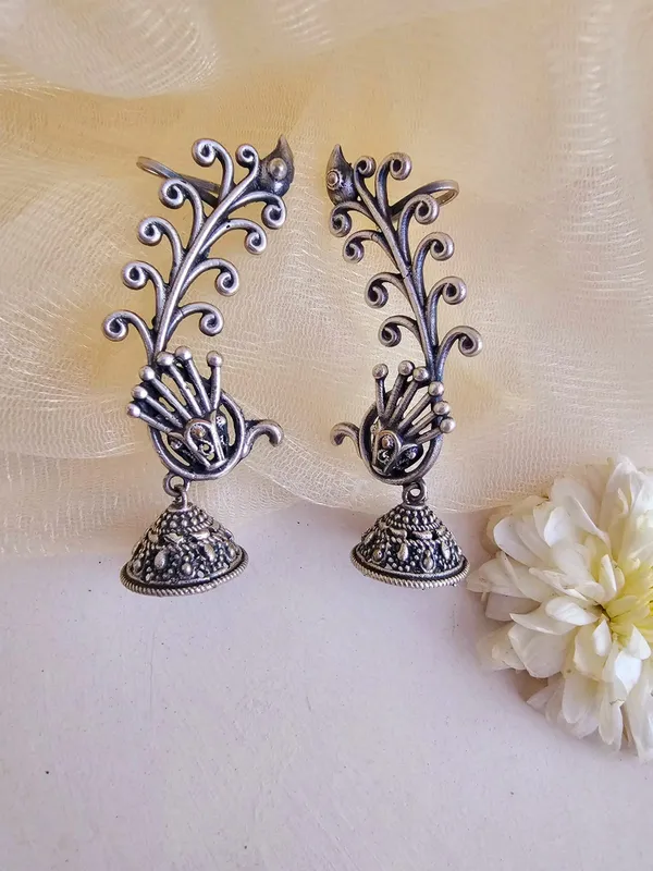 Silver_Peacock_Shaped_Ear_Cuffs