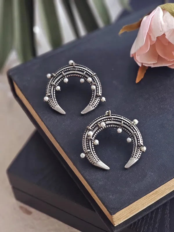 Crescent_German_Silver_Stud_Earrings