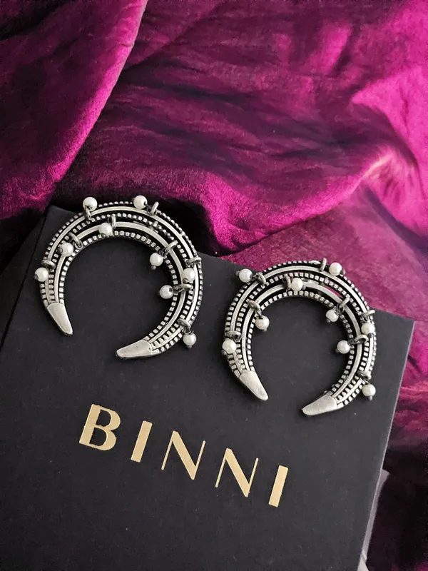 Crescent_German_Silver_Stud_Earrings