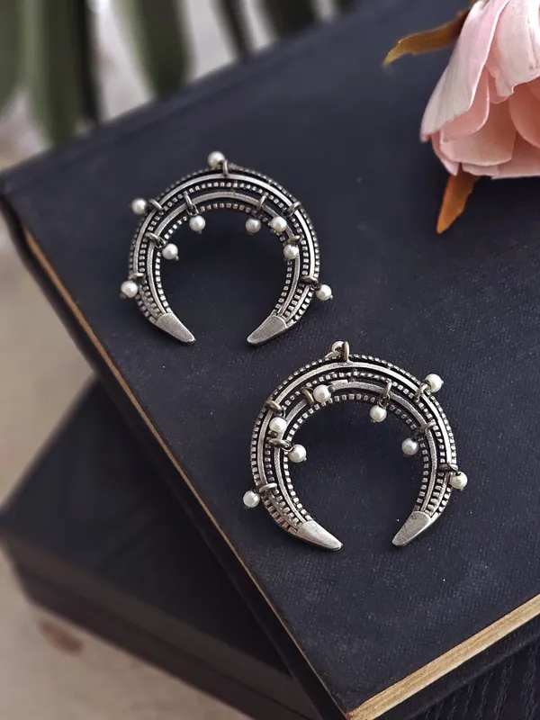 Crescent_German_Silver_Stud_Earrings