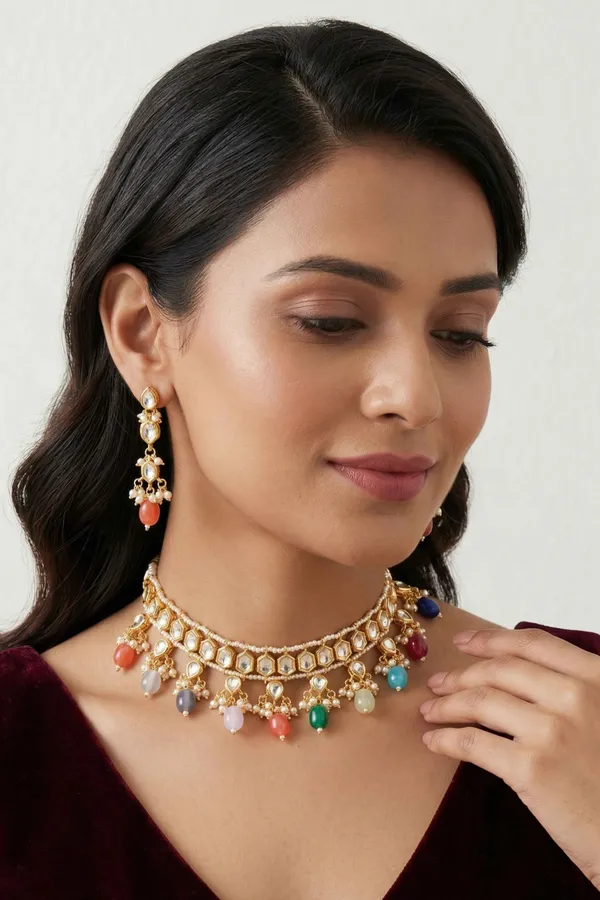 Gold_toned_multi_colour_necklace_set