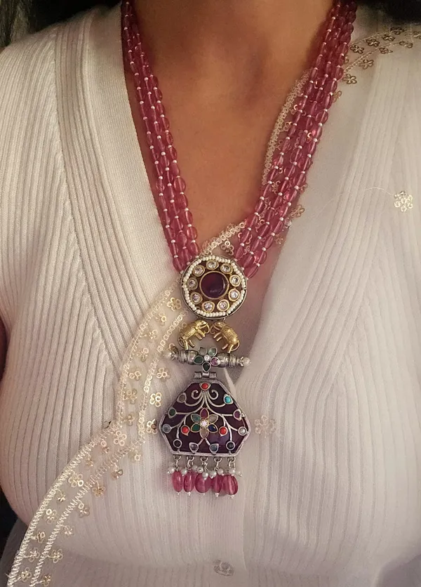 Pink_Hydro_Bead_Floral_Pendant_Necklace_Set