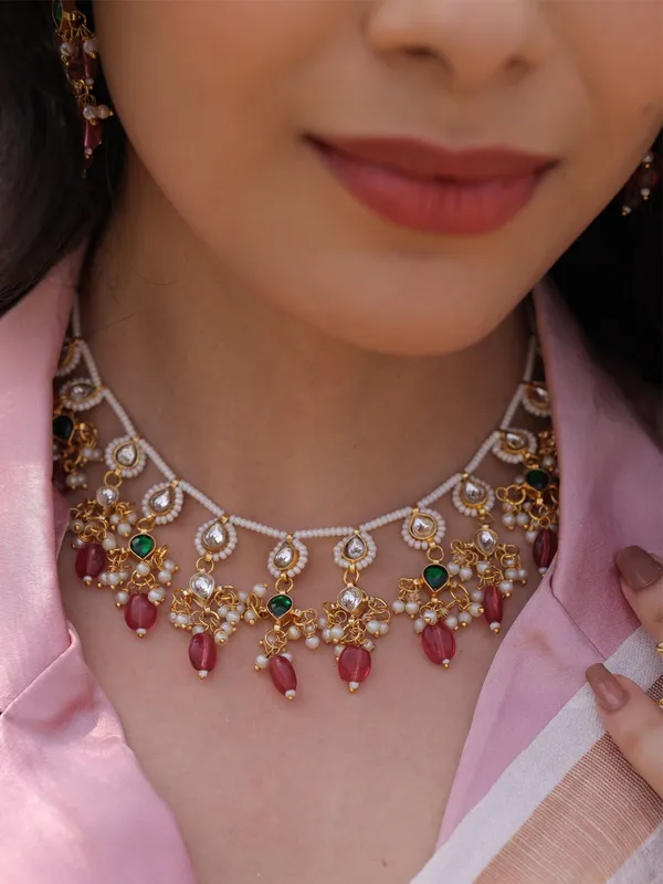 Rosy_Splendor_Pachi_Kundan_Necklace_Set