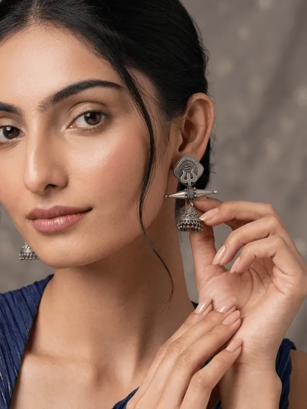 German_silver_trishul_earring