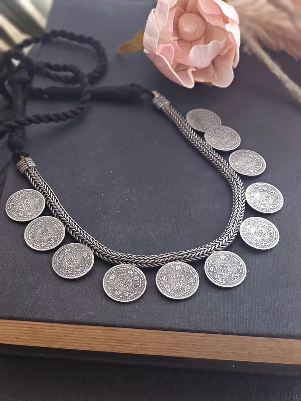 BINNI Binnis Wardrobe Trove German Silver Antique Coin Necklace