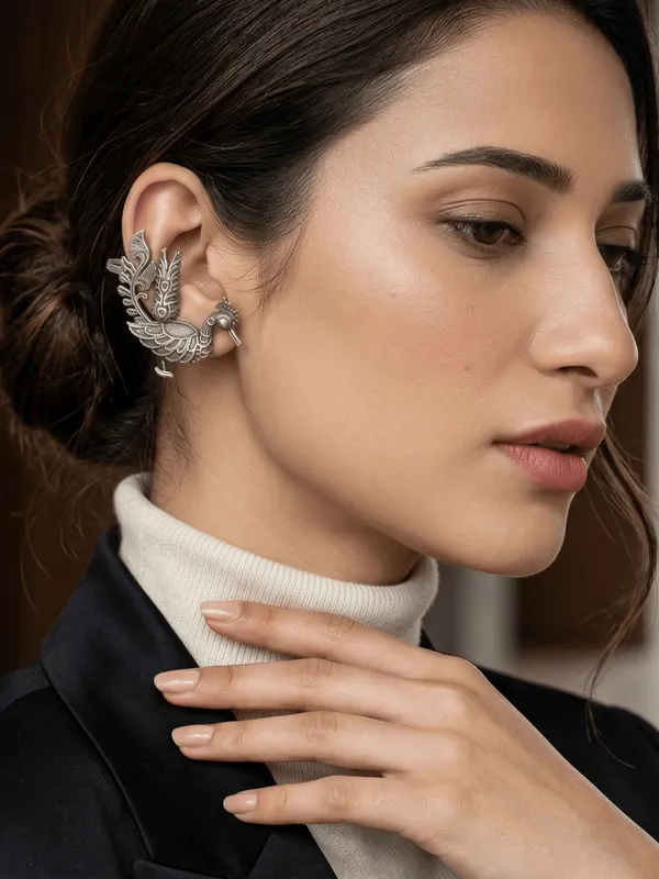 German_Silver_Peacock_Earcuff