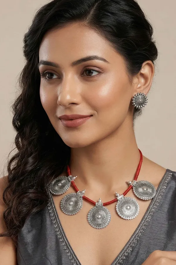 Oxidized_Red_Silver-Plated_Jewellery_Set