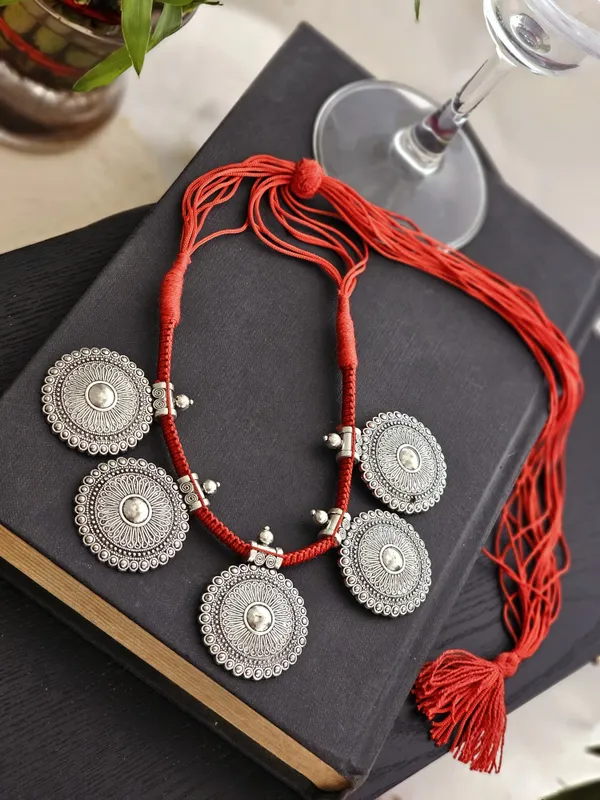 Oxidized_Red_Silver-Plated_Jewellery_Set