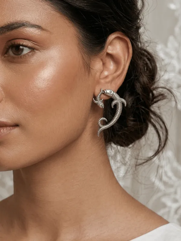 Quirky_German_Silver_Fish_Stud_Earrings