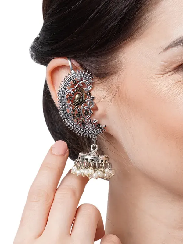 German_Silver_Earcuff_Earrings_with_Dual-Tone_Plating