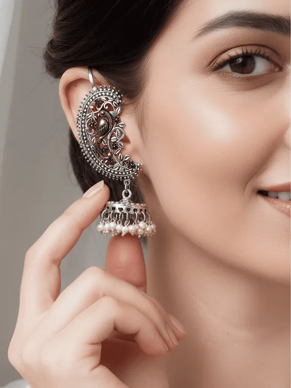 German_Silver_Earcuff_Earrings_with_Dual-Tone_Plating