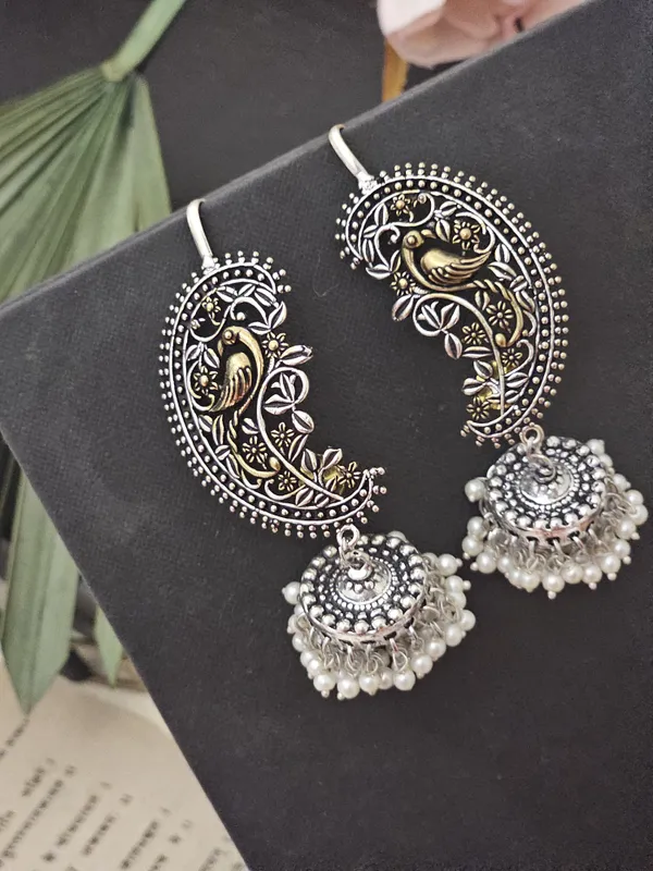 German_Silver_Earcuff_Earrings_with_Dual-Tone_Plating