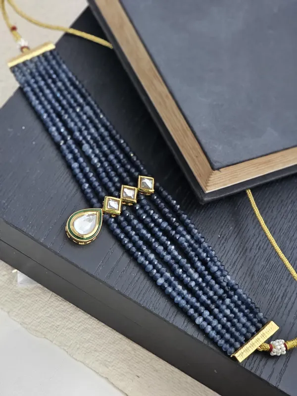 Navy_Blue_Beaded_Choker_with_Kundan_Centerpiece